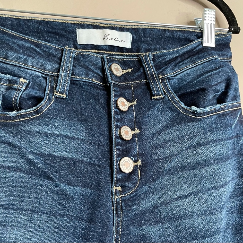 KanCan Women's Skinny Distressed Blue Jeans - Picture 4 of 8